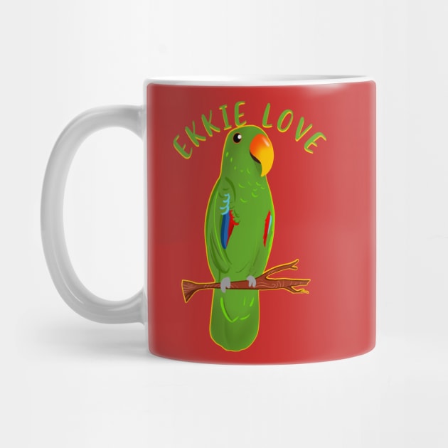 Ekkie Love Cute Green Eclectus Parrot for parrot lovers by SusanaDesigns